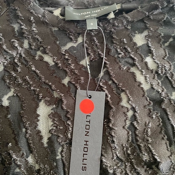 Hilton Hollis- NWT Black Sheer Tiger Print Velvet Burnout Longsleeve Top - Picture 12 of 12